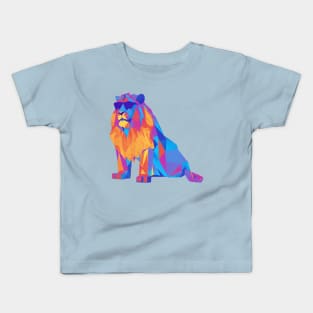 Cool Low Poly Lion wearing Sunglasses Kids T-Shirt